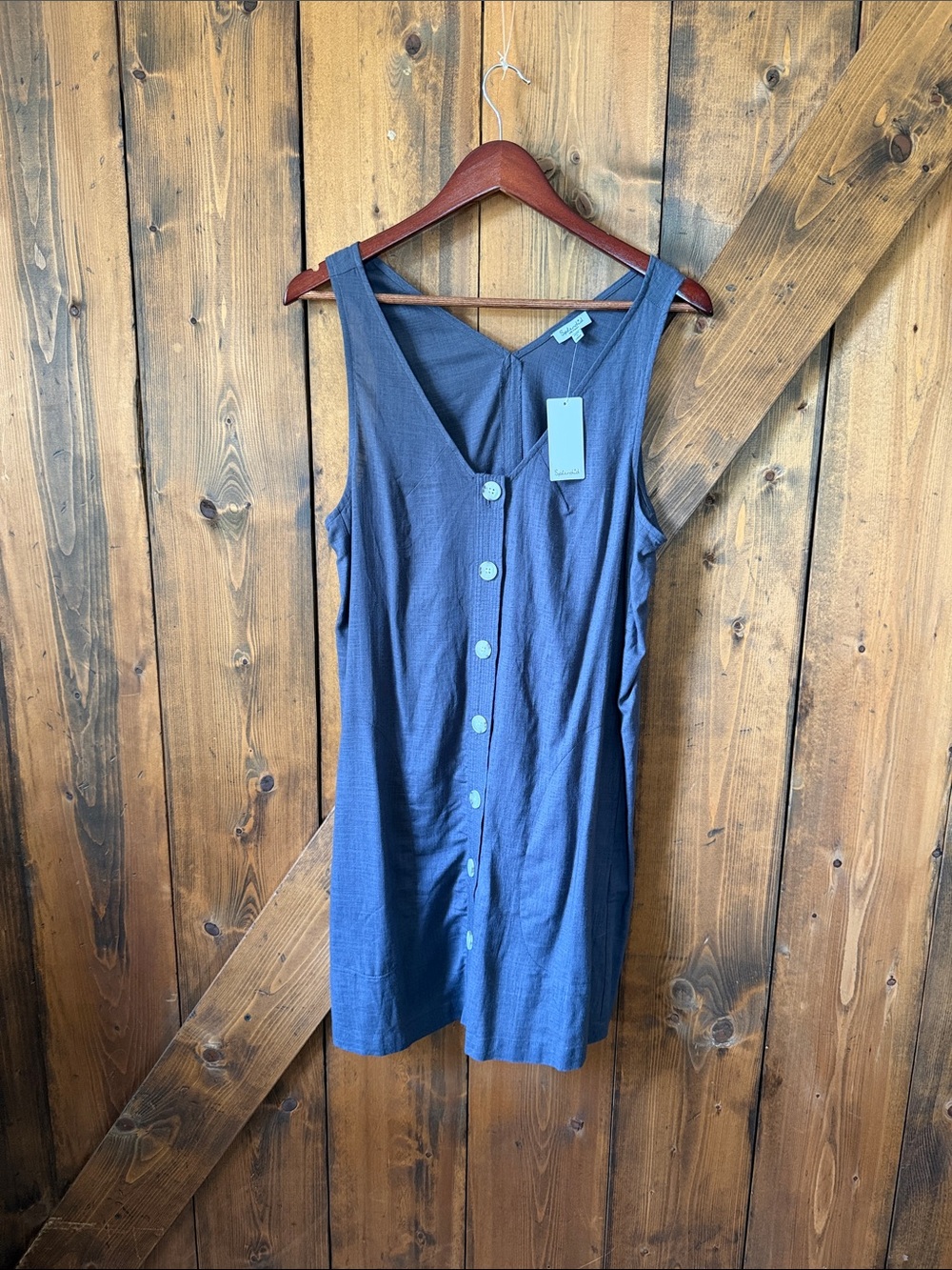 Splendid Blue Button-Front Sleeveless Tank Dress with pockets NWT